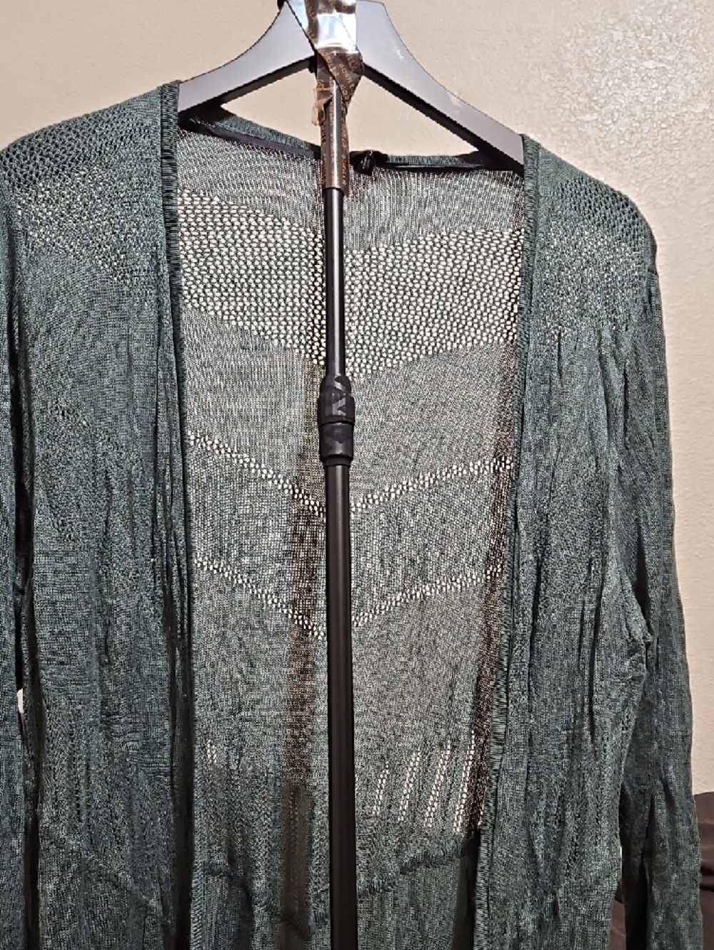 Lightweight Open-Front Green Women's Cardigan - Picture 2 of 9